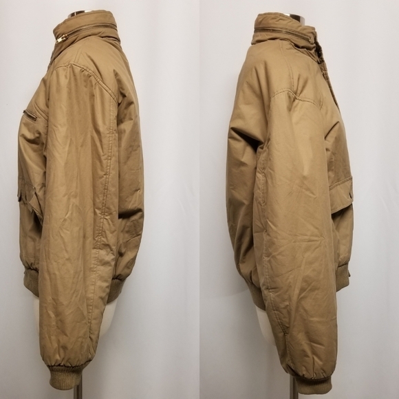 Vintage 80s Retro Grunge Sportsman Khaki Cotton Bomber Jacket Men's Medium - Picture 3 of 8